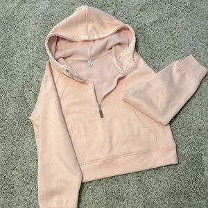 Scuba-like cropped quarter zip hoodie